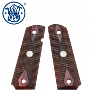 Smith & Wesson 1911 Government Grips, Checkered Rosewood w/Medallions