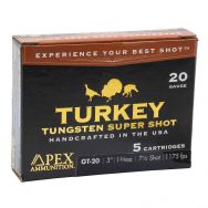 Apex Ammunition GT-20 Turkey Tungsten Super Shot, 20ga. 3" 1-5/8oz. #7.5 Shot, 5 Round Box