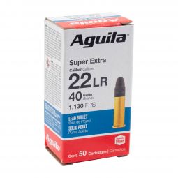 Aguila Super Extra, 22 LR Standard Velocity Ammunition, 40gr. Round Nose, 50 Round Box