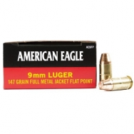 Federal American Eagle 9mm 147 Grain Full Metal Jacket Flat Point Ammunition 50 Round Box