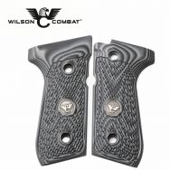 Wilson Combat, Beretta 92/96 Full Size ,G10 Grips, Ultra Thin with WC Logo, Gray/Black
